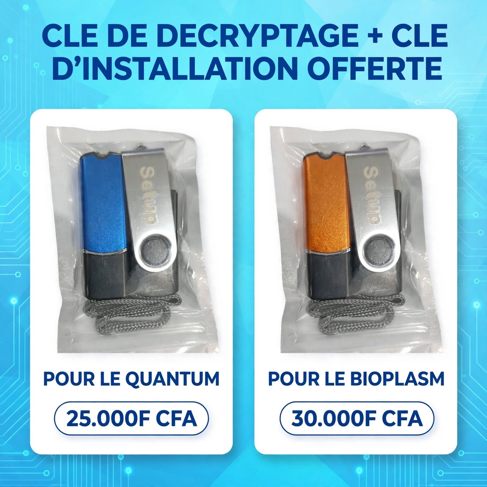 Clés de Décryptage USB pour machines Quantum et Bioplasm
